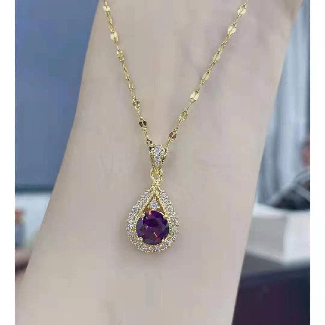 

Water Drop Necklace Women S Light Luxury Niche High Sense 1 Carat Zircon Light Luxury Versatile Collarbone Chain Jewelry Quality