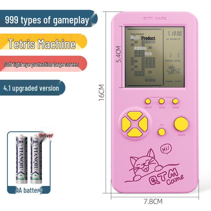 

Портативная игровая консоль Tetris 8090 с большим экраном и защитой для глаз: Ностальгическая классическая детская развивающая игрушка.