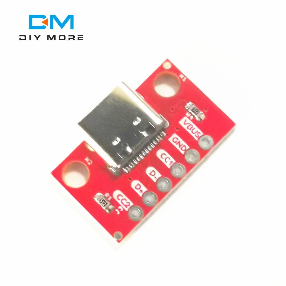 1/5PCS USB Type C Connector Board 3.1 Serial Basic Breakout Female Connector Breakout Board Red Adapter Board With Row Needles