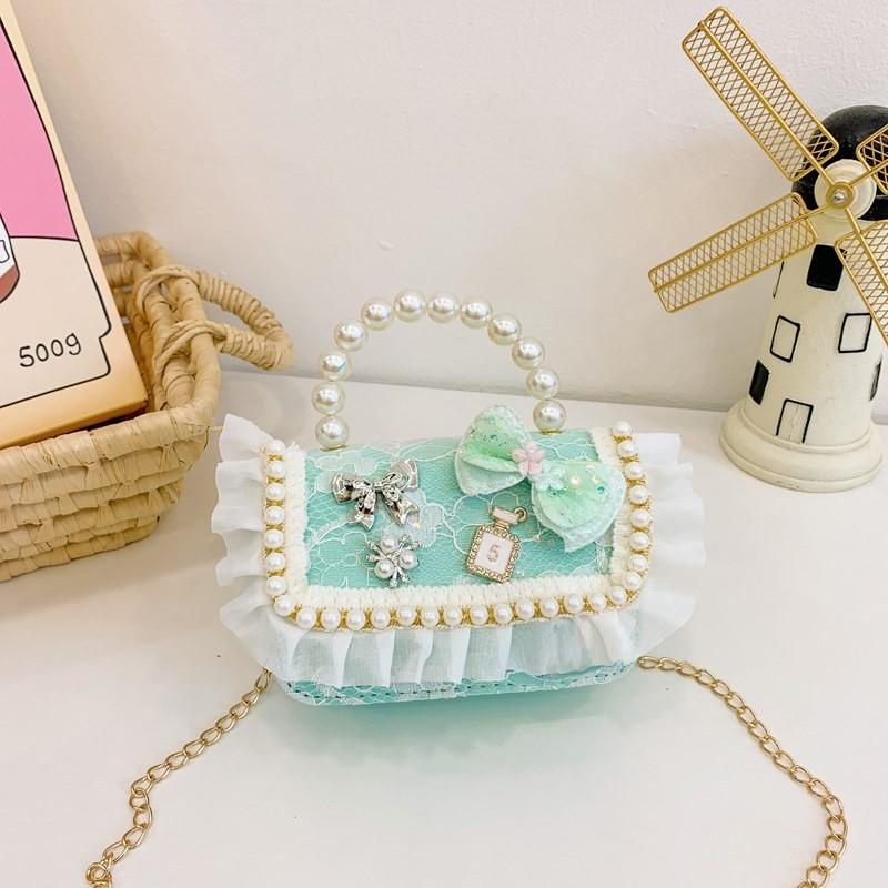 Adorable Princess Pearl Handbag For Girls With Cute Lace And Design Bow