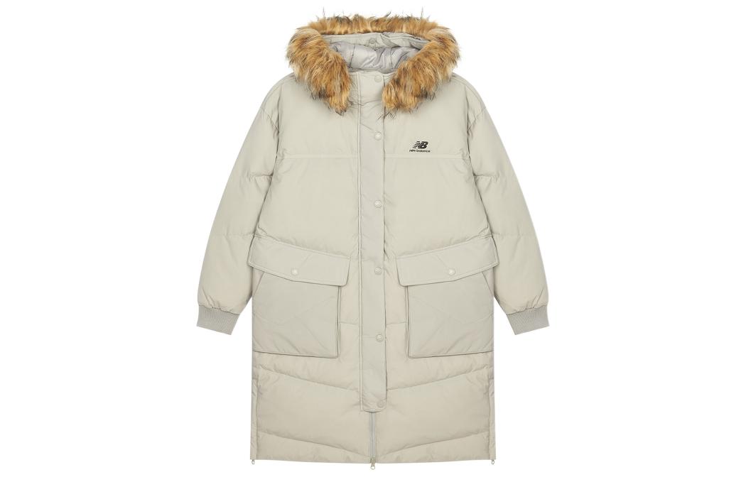 New Balance Down Jackets Women s Beige Hooded Moderate Other AWJ14354-ARF XS