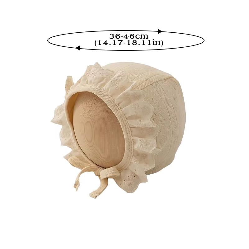 Cute Baby Hat Lace Ruffle Princess Infant Girl Bonnet Cap Solid Color Newborn Court Hats Photo Props
