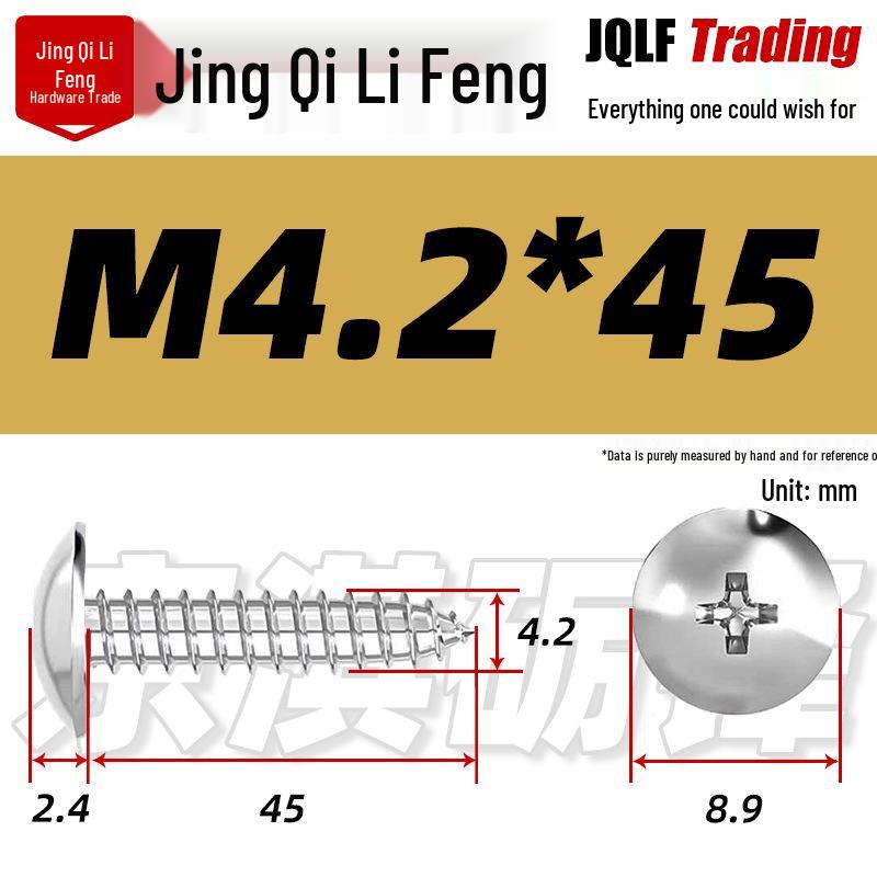 Flat Head Phillips Stainless Steel Self-Tapping Screw M3-M5 for Furniture and Wood.