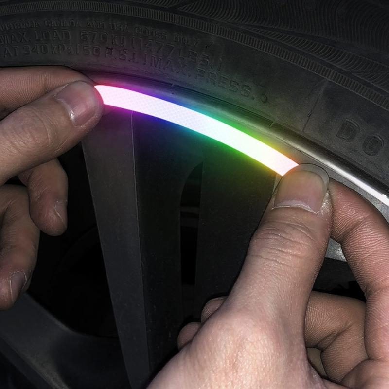 20pcs Tire Rims Adhesive Decorative Stripe Decal Sticker Car Wheel Hub Reflective Sticker Night Safety Warning Sticker