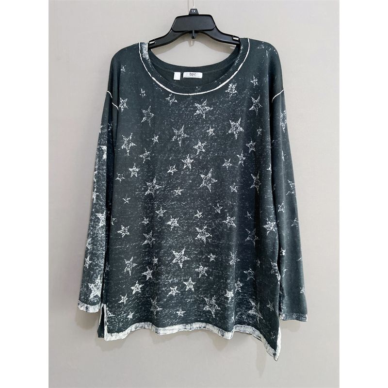 

European Single BPC Home Plus Size Women s Clothing Pure Cotton Sweater round Neck T-shirt Work Clothing Knitwear Cotton Knitwear Gray Black 40/42