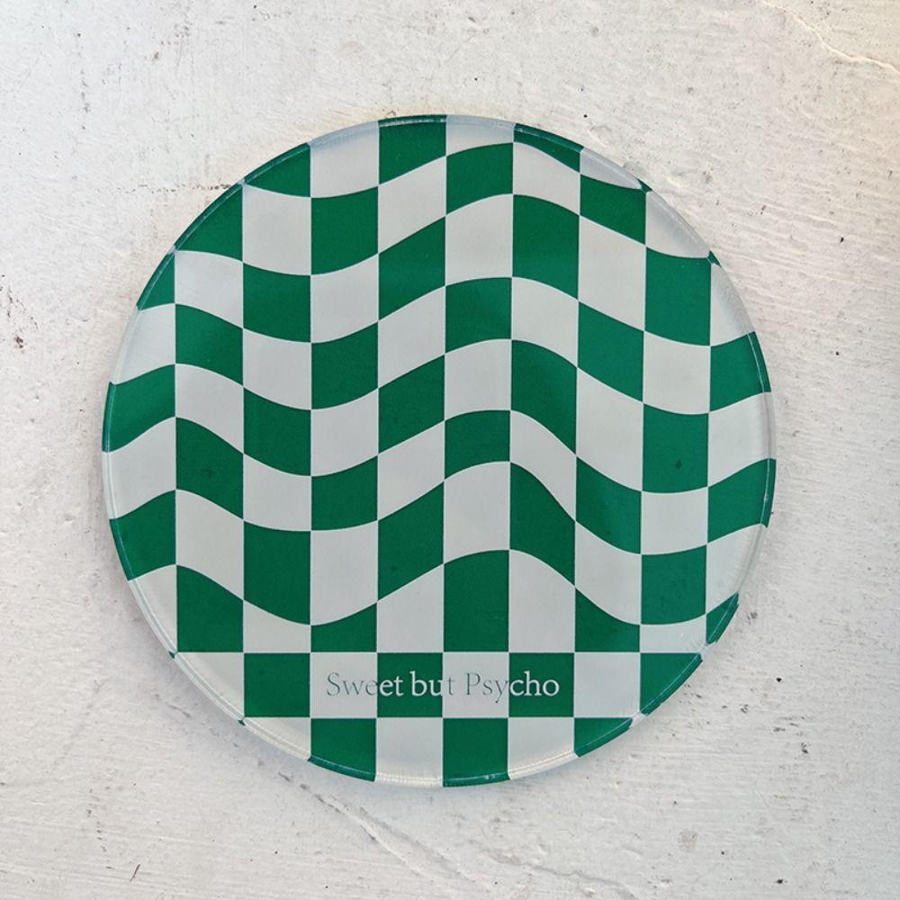 Heat Insulation Retro Cup Mat Waterproof Simple Bowl Pad Checkerboard Acrylic Coaster Hotel
