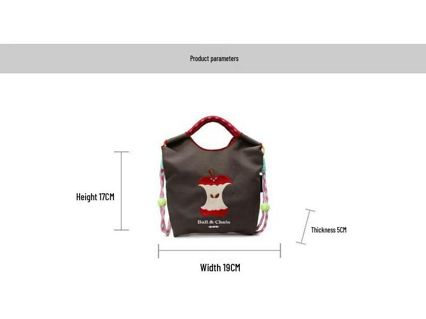 Apfelstickerei Handtasche im japanischen Stil - Damen Einzelschultertasche 2025