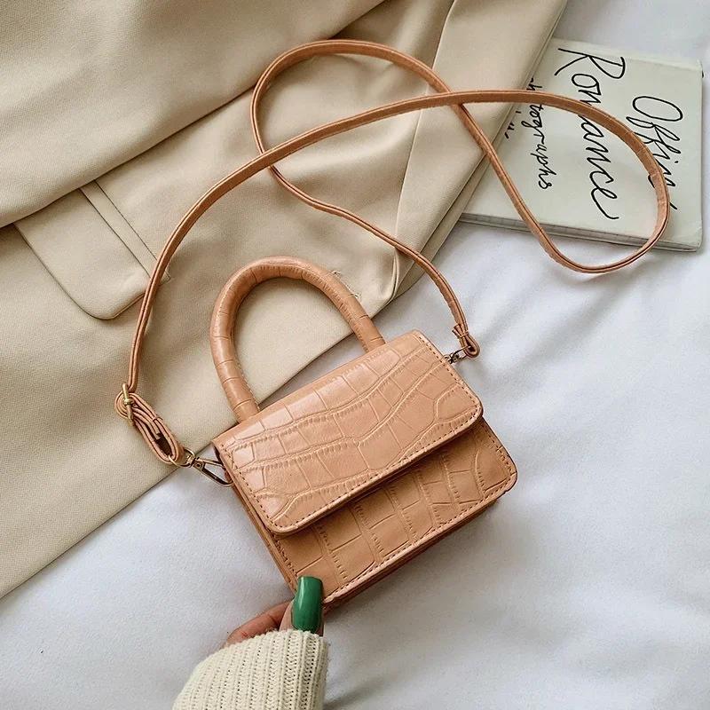 PU Leather Mini Shoulder Bag Casual Solid Color Clamshell Messenger Crossbody Bag