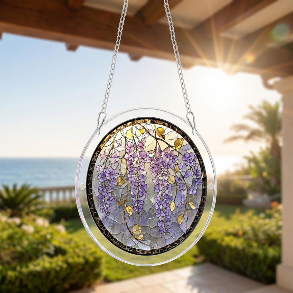 20cm 2D Acrylic Puzzle Garden Sun Catcher Hanging Ornament Spring Themed Bird Design Decorative Window Hanging Art Piece