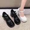 Ins~ Thick Heel Mary Jane Shoes Women's Round Head 2025 Summer Casual Japanese Soft Girl Jk Uniform Small Leather Shoes High Heels