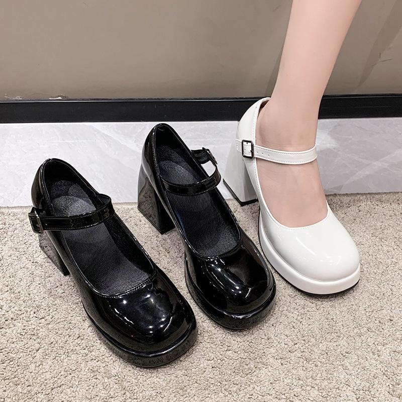 Ins~ Thick Heel Mary Jane Shoes Women's Round Head 2025 Summer Casual Japanese Soft Girl Jk Uniform Small Leather Shoes High Heels