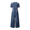 Tuta Corta in Denim Casual da Donna con Scollo a V e Vestibilità Larga
