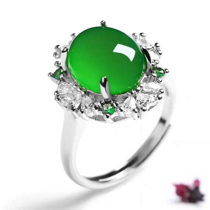 

Регулируемое кольцо из халцедона и ледяного агата свободной формы для женщин с инкрустациями в форме яйца и покрытием из серебра 925 пробы Adjustable