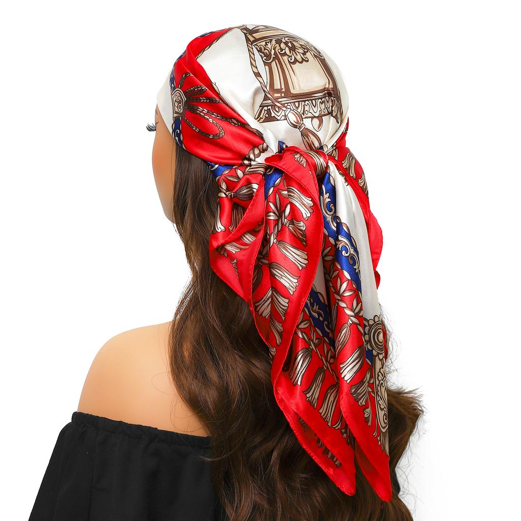 Silk Scarves Women Luxury Brand Summer Fashion Designer Head/Hair Scarf 90*90cm Hijab Bandana Cheveux Foulard Femme 90X90CM