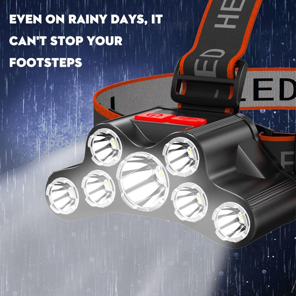 7LED Headlamp Rechargeable Waterproof Adjustable 4Modes Lightweight for Outdoor Camping Running Hiking Working