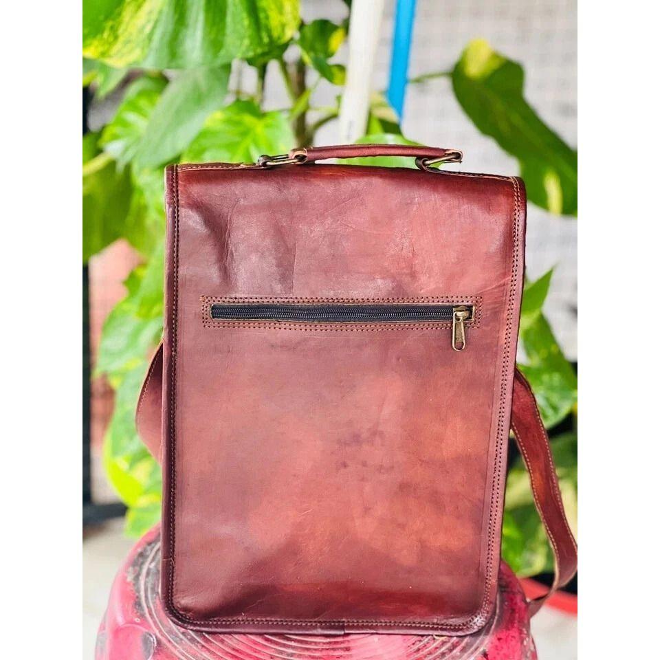 Skórzana torba listonoszka na laptopa Satchel Ręcznie robiona Prawdziwa Męska Vintage na ramię
