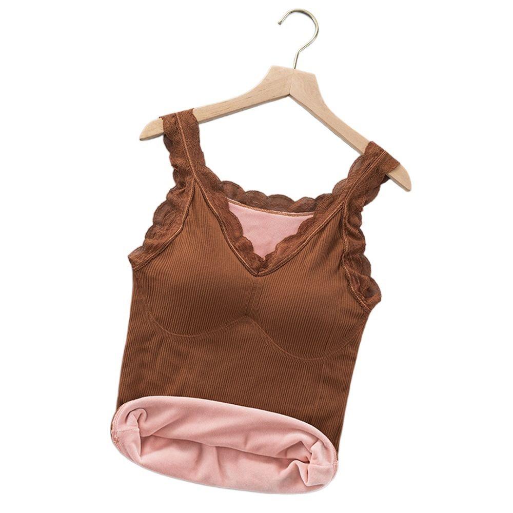

Comfortable Skinny Winter Velvet Cold-proof Plus Size Camisole Tank Tops Women Thermal Underwear хаки