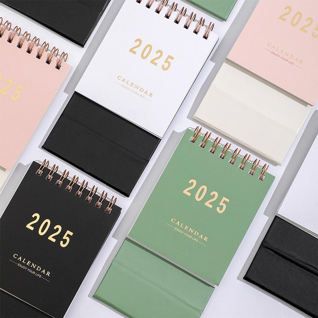 2025 English Small Desk Calendar Solid Color Calendar Desktop Memo Record Message Small Ornaments