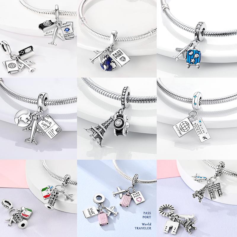 Travel Charmcopper Plane Paris Tower Pendant Fit Bracelet Beads Making Woman Fashion Jewelry