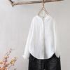 Women's Stand Collar Pure Cotton Shirt - Loose Double Layer Cotton Gauze