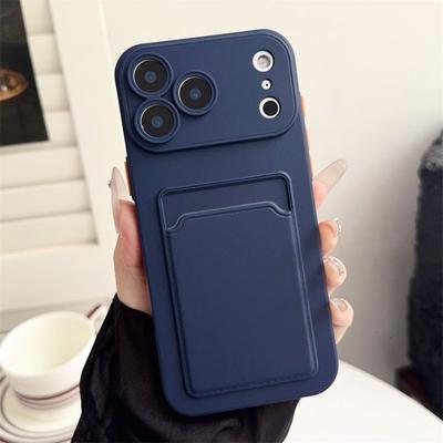 Card Holder Slot Wallet Phone Case For iPhone 17 Air 11 12 13 14 15 Plus 16 17 Pro Max Shockproof Soft Matte Silicone Back Cover