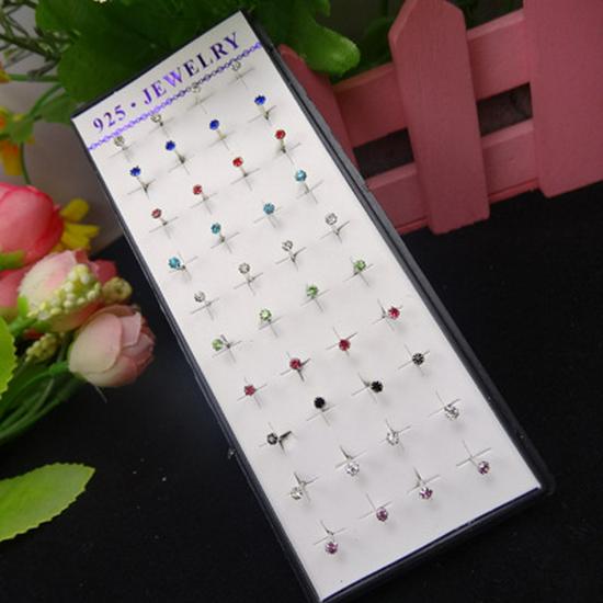 Boxed Set: 20 Pairs of 925 Silver-Plated Korean Earrings with Diamond Clips & Various Specifications