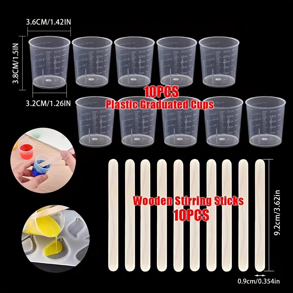 5/10/20Set 30ml/1oz Plastic Graduated Cups with Wooden Stirring Sticks Transparent Scale Cup Candle Making Kits