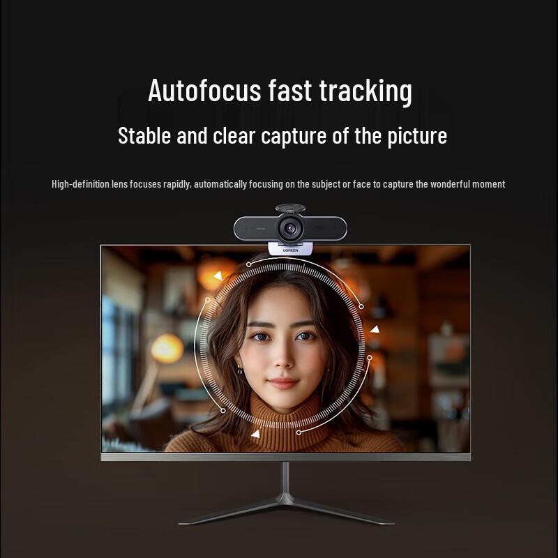 Ugreen CM797-65545 2K USB Webcam with Autofocus, Dual Mics & Speaker