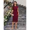Women Sexy Slim Solid Lace Bodycon Pencil Midi Dress