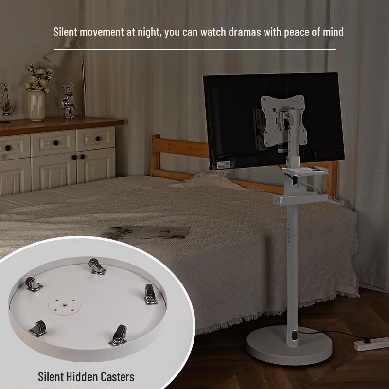 Rotating Mobile TV Monitor Floor Stand with Storage Shelf