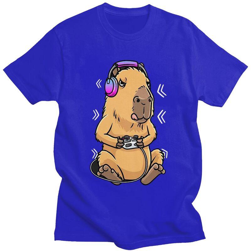 Custom Capybara Giant Cavy Rodent Gamer Gaming T Shirt for Men Pure Cotton Tshirt Leisure Tees Tshirt Clothing