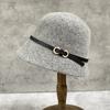 Japanese Autumn Simple Belt Knitted Bucket Hat Women'S Casual Versatile Thermal Basin Hat Bucket Hat