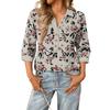 Haut floral d'été à la mode et décontracté pour femmes avec col en V, patchwork et manches trois-quarts