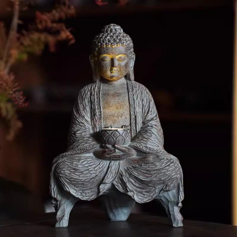 Decorazione Lampada Statua di Buddha Solare da Esterno, Giardino Cortile, Nuovo Buddha Cinese Zen Soggiorno Ufficio Portico Decorazione, Res