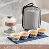 Dehua white porcelain light luxury national style flower tea set Lingxue pot outdoor camping travel set business