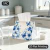 1pc Tissue Box, Watercolor Blue Floral Butterflies Gentle Elegant Pattern, 2D Flat Printing, Multi-Purpose, Foldable, Tissue Organizer, for The Dining