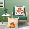 Cartoon Of Oriental Dragon Illustration Pillow Case Double-Sided Plush Sofa Cushion Covers Organic Breathable Invisible Zipper