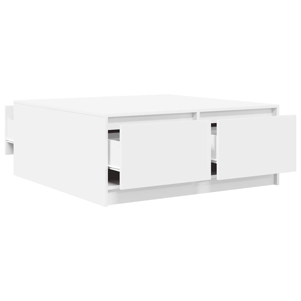 Coffee Table with Drawers White 100x100x40 Cm