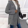 Autumn Winter Hooded Solid Color Cardigan with Button Long Sleeve Casual Coat