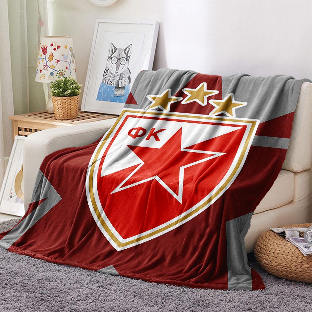 Crvena Zvezda Logo FlAannel Blanket, High Quality Comfortable for All Seasons, Home Decor, Warmth and Comfort