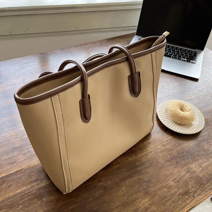New Casual Large Capacity Women's Tote Bag Simple Guangzhou Bag Color Block Cross-Border Women's Bag