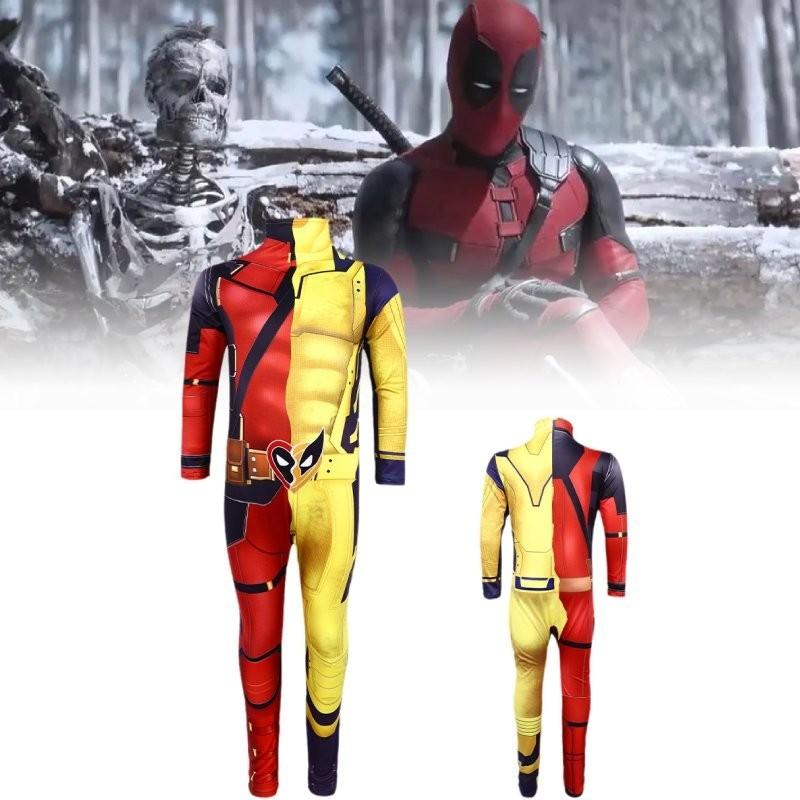 Deadpool Wolverine 3d Cosplay Costume For Men Comfortable Stretchy Spandex Suit