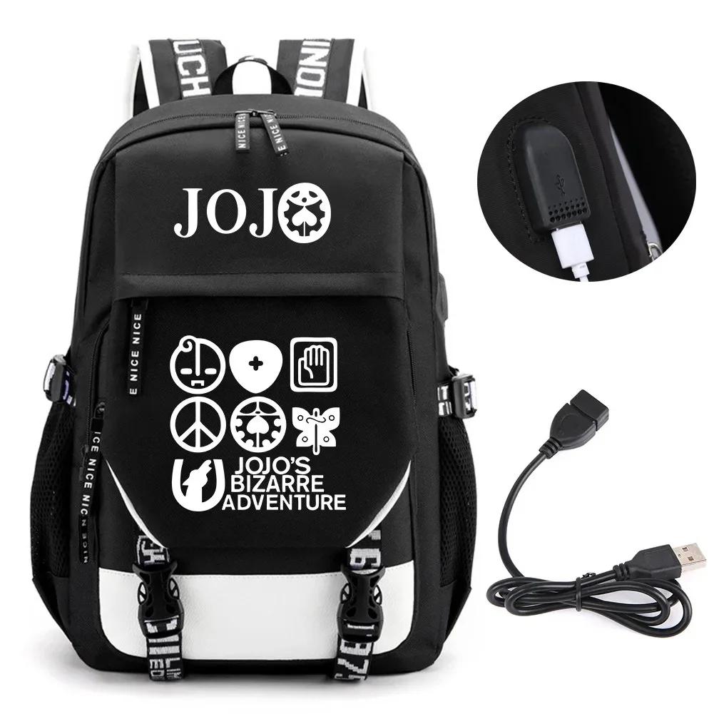 Anime JOJO Jonathan Joestar Golden Experience Backpack School Bookbag with USB Port Laptop Compartment for Boys Girls Travel Bag