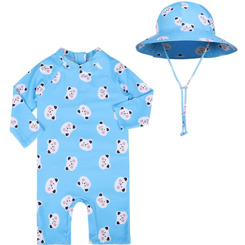 Kids' Cute Quick-Dry One-Piece Swimsuit: Long Sleeve, Sun Protection for Boys, Girls, Infants & Toddlers
