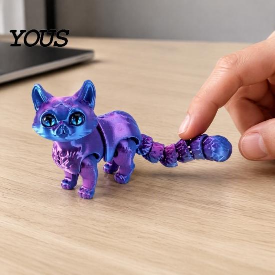 Handheld Decompression Toys 3D Printed Cat Toy, Articulated Movable Joint Figurine for Desk Fidget Office Decor, Cute Sensory Toy Kids Adults,