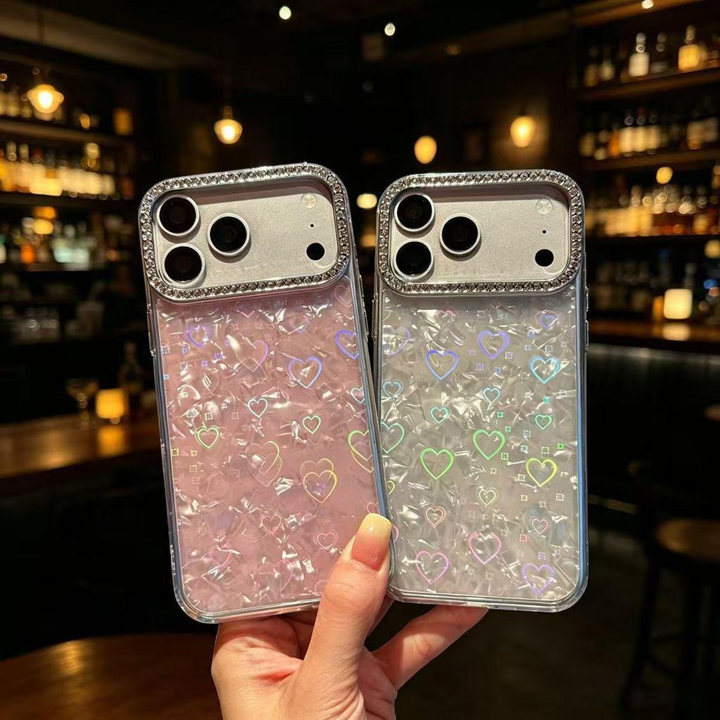 3D Rhinestone Heart Shell Case for iPhone 17 Pro Max/16/15/14/13