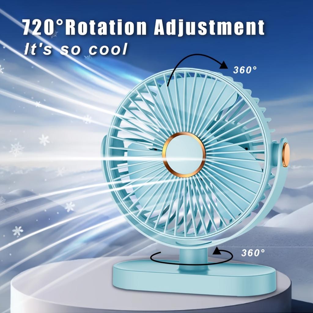 Reiseventilator 720° faltbar USB tragbar verstellbar klein 5-stufiger Tischventilator, unverzichtbar für Kreuzfahrten, Zuhause, Schlafzimmer und Büro-Schreibtische
