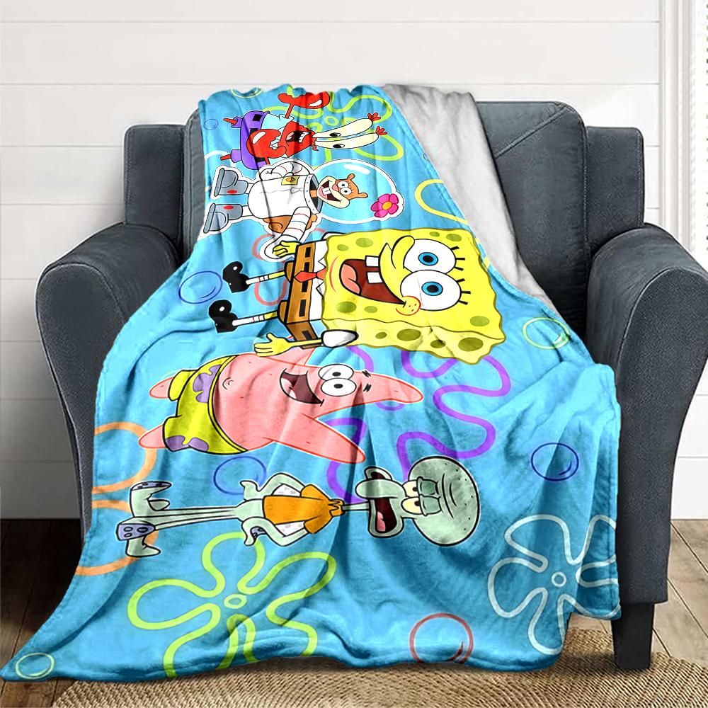 1Pc Spongebob Friends Adventure Blanket Soft Throw Blanket For Home Bedroom Bed Sofa Travel Office Solid Christmas Blanket