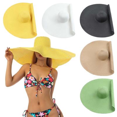 Sombrero con visera para mujer, sombrero de verano con borde ancho, sombrero de playa enrollable plegable, sombrero con visera para el sol de verano hawaiano para mujer, sombrero con visera ancha sólida