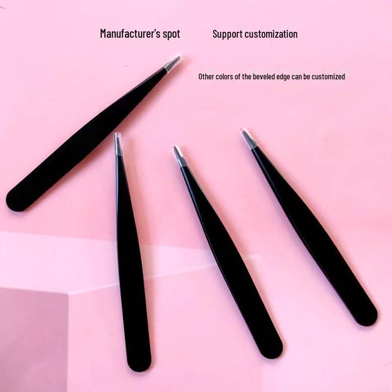 

In-Stock Black Stainless Steel Eyebrow Tweezers Set: Multi-Purpose Hair Removal with Custom Logo Option